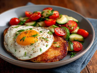 Zucchini meets golden egg, meal combines fresh vegetable dish, lunch cuisine features fried omelet art, healthy dinner brings homemade comfort 52856144 1