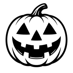 Spooky Black and White Jack-o'-Lantern Vector for Halloween Decorations and Designs
