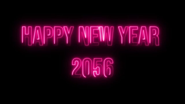 Multicolor Neon Happy New Year 2056 text animation