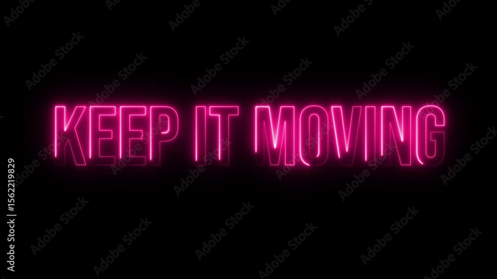 Poster multicolor neon keep it moving text animation