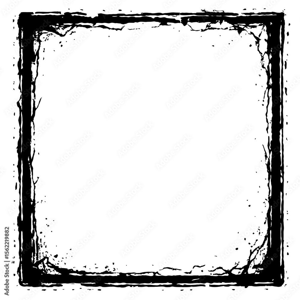 Aufkleber grunge square frame border texture - distressed edge design element