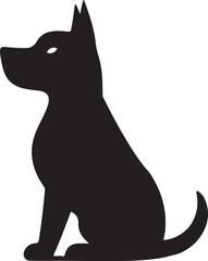 Cute Dog Sitting Sideways in Silhouette Style vector illustration