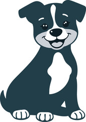 Cute Dog Sitting Sideways in Silhouette Style vector illustration