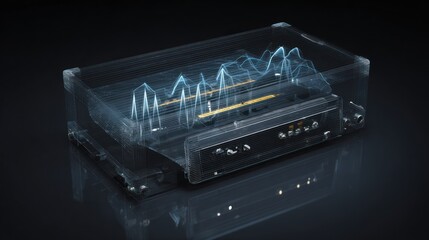 Transparent audio device with glowing sound waves