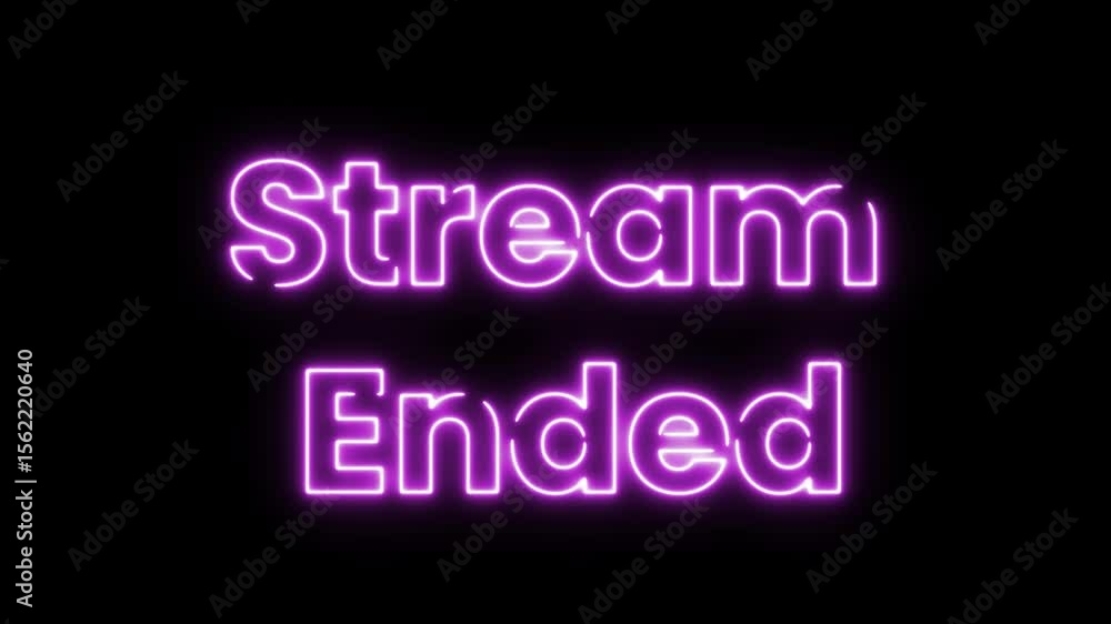 Poster stream ended colorful neon glow sliding text animation on black background
