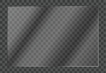 A glass effect featuring a collection of mirrors against a transparent backdrop, along with a transparent glass showcase, mirror, and window. This realistic glossy plate showcases glare in a vector.