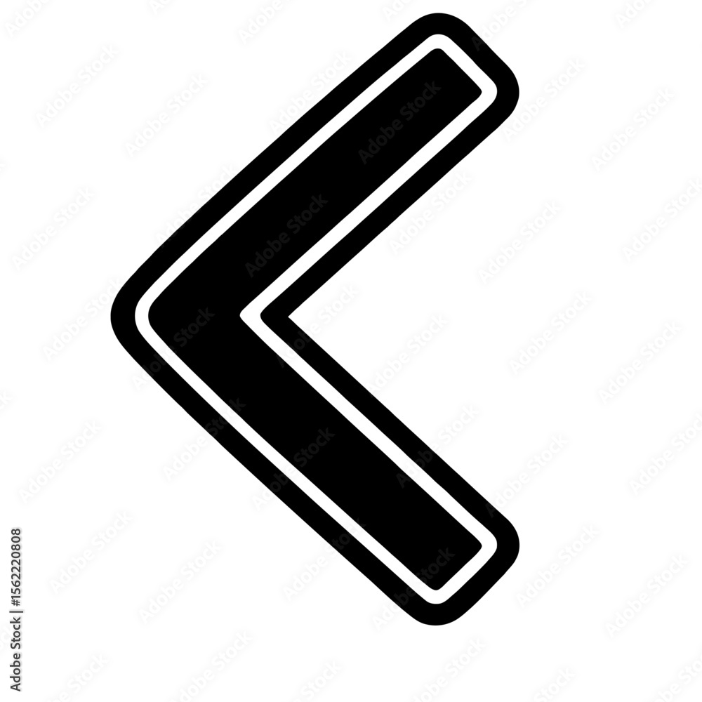Poster bold black and white left arrow chevron vector icon - directional symbol for navigation and ui desig