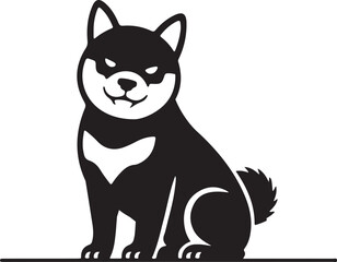 Cute Dog Sitting Sideways in Silhouette Style vector illustration