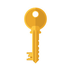 Vibrant Golden Key Flat Design Vector Illustration - Access Security Solution Graphic