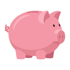 Cute Pink Piggy Bank for Financial Savings Flat Design Vector Graphic