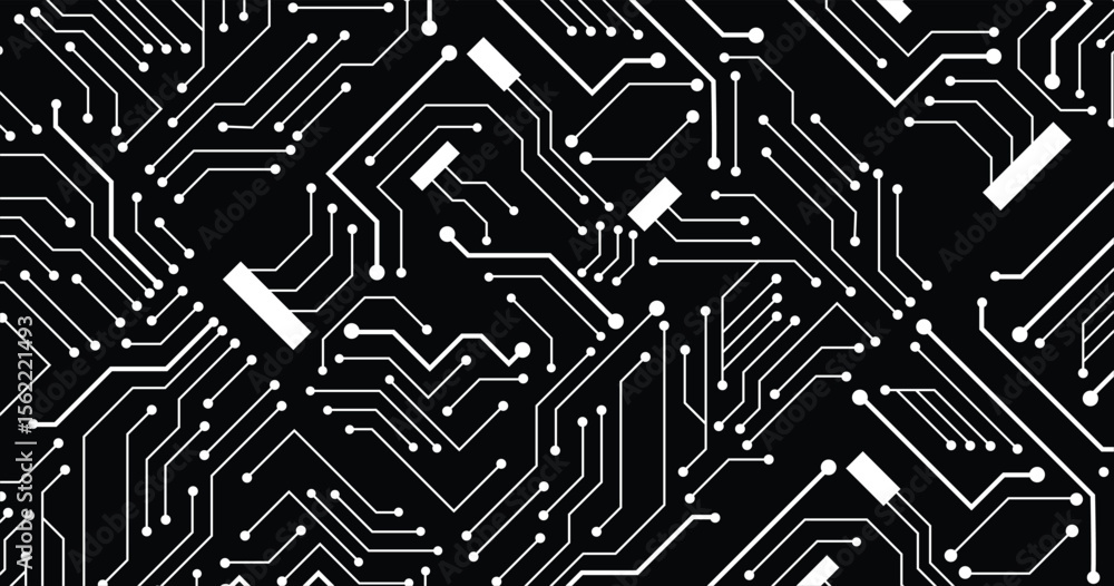 Poster vector circuit for communication technology background concept.