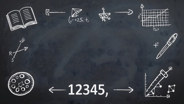 Chalkboard Education Background with Math and Science Symbols