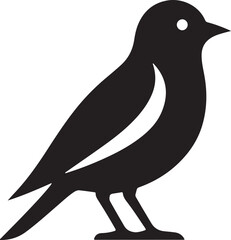 Small Bird in Side View Silhouette Art vector illustration