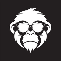 Creative Monkey Head Icon in Silhouette vector illustration