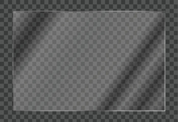 A glass effect featuring a collection of mirrors against a transparent backdrop, along with a transparent glass showcase, mirror, and window. This realistic glossy plate showcases glare in a vector.