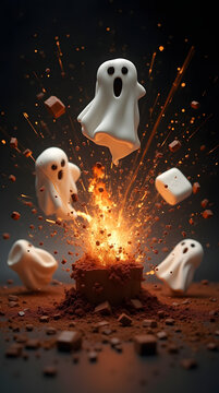 Explosion chocolat&eacute;e de chamallow fant&ocirc;mes 