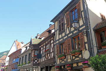 Street in Ribeauville, Alsace, France	