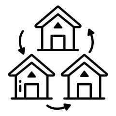 A line design icon of home exchange