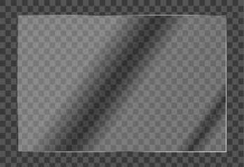 A glass effect featuring a collection of mirrors against a transparent backdrop, along with a transparent glass showcase, mirror, and window. This realistic glossy plate showcases glare in a vector.