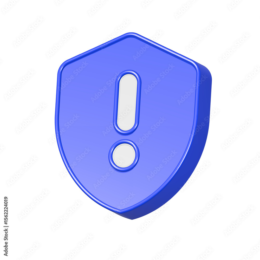 Poster alert shield icon 3d rendering