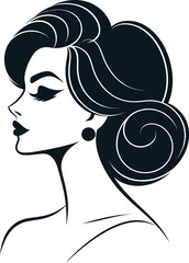 Stylish Woman Head in Retro Fashion vector illustration
