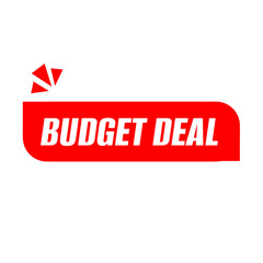 BUDGET DEAL png red colour, discount badge design, promo sticker