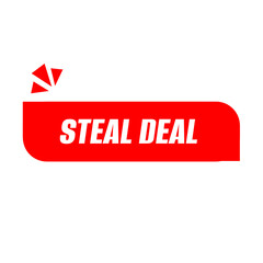 STEAL DEAL png red colour, promo badge design, discount sticker