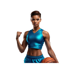 Confident Female Basketball Player in Teal Athletic Wear