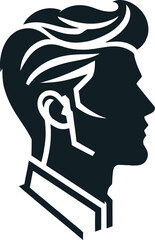 Side Face of Man with Vintage Haircut vector illustration