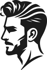 Elegant Male Face Silhouette in Retro Style vector illustration