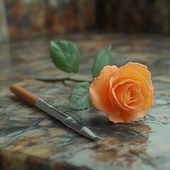 Peachy Rose on Marble