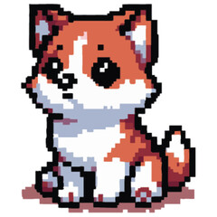 Fototapeta premium Pixelated image of a cute, sitting Pembroke Welsh Corgi puppy.