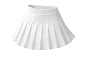 Stylish white pleated mini skirt isolated on transparent background, fashion apparel