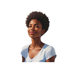 Confident Young Black Woman with Short Afro Smiling in Sunlight