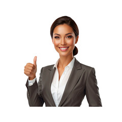 Confident Businesswoman Giving Thumbs Up, Showing Approval and Success