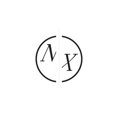 Unique Vector Circled Monogram Simple Logo NX Initial Alphabet Design Alphabet