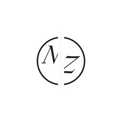 Unique Vector Circled Monogram Simple Logo NZ Initial Alphabet Design Alphabet