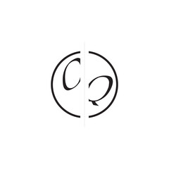 Unique Vector Circled Monogram Simple Logo OQ Initial Alphabet Design Alphabet