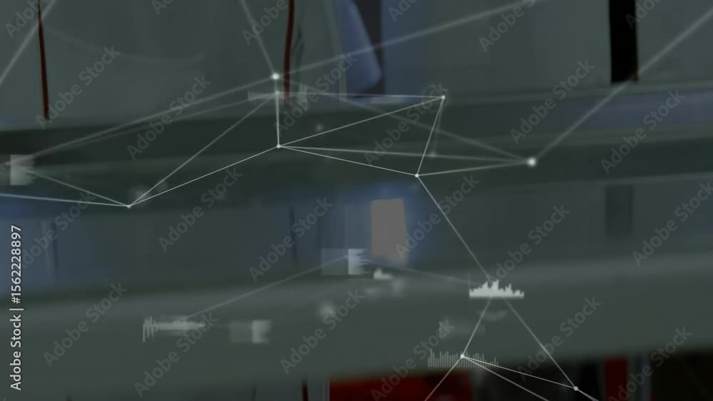 Poster camera panning upward showing lab scientists adjusting iv tubing and monitoring blood data overlay
