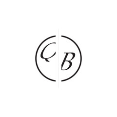 Unique Vector Circled Monogram Simple Logo QB Initial Alphabet Design Alphabet