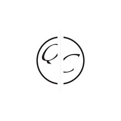 Unique Vector Circled Monogram Simple Logo QC Initial Alphabet Design Alphabet