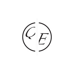 Unique Vector Circled Monogram Simple Logo QE Initial Alphabet Design Alphabet