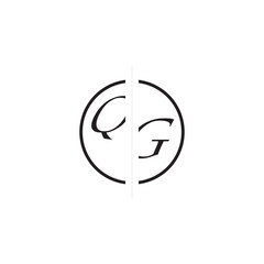 Unique Vector Circled Monogram Simple Logo QG Initial Alphabet Design Alphabet