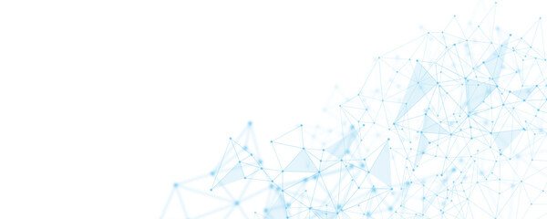 Abstract white blue digital technology futuristic communication high tech concept background. Technology dots lines connect network background.	