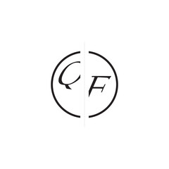 Unique Vector Circled Monogram Simple Logo QF Initial Alphabet Design Alphabet