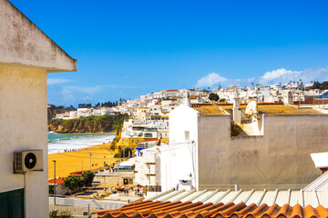 Panorama of old town with roofs in Albufeira, Portugal