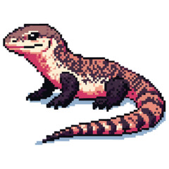 A pixel art depiction of a cheerful, reddish-brown monitor lizard.