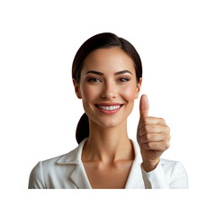 Confident Businesswoman Giving Thumbs Up, Positive Feedback, Success, Approval
