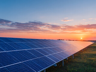 Solar panels at sunset, renewable energy for a sustainable future, photovoltaic technology generating clean alternative electricity, modern innovation in ecology industry, environment 40697459 1
