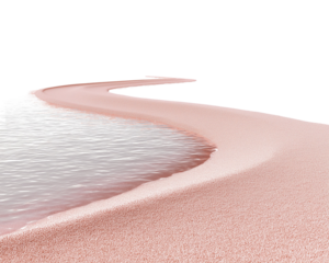 Pink sandbar in water